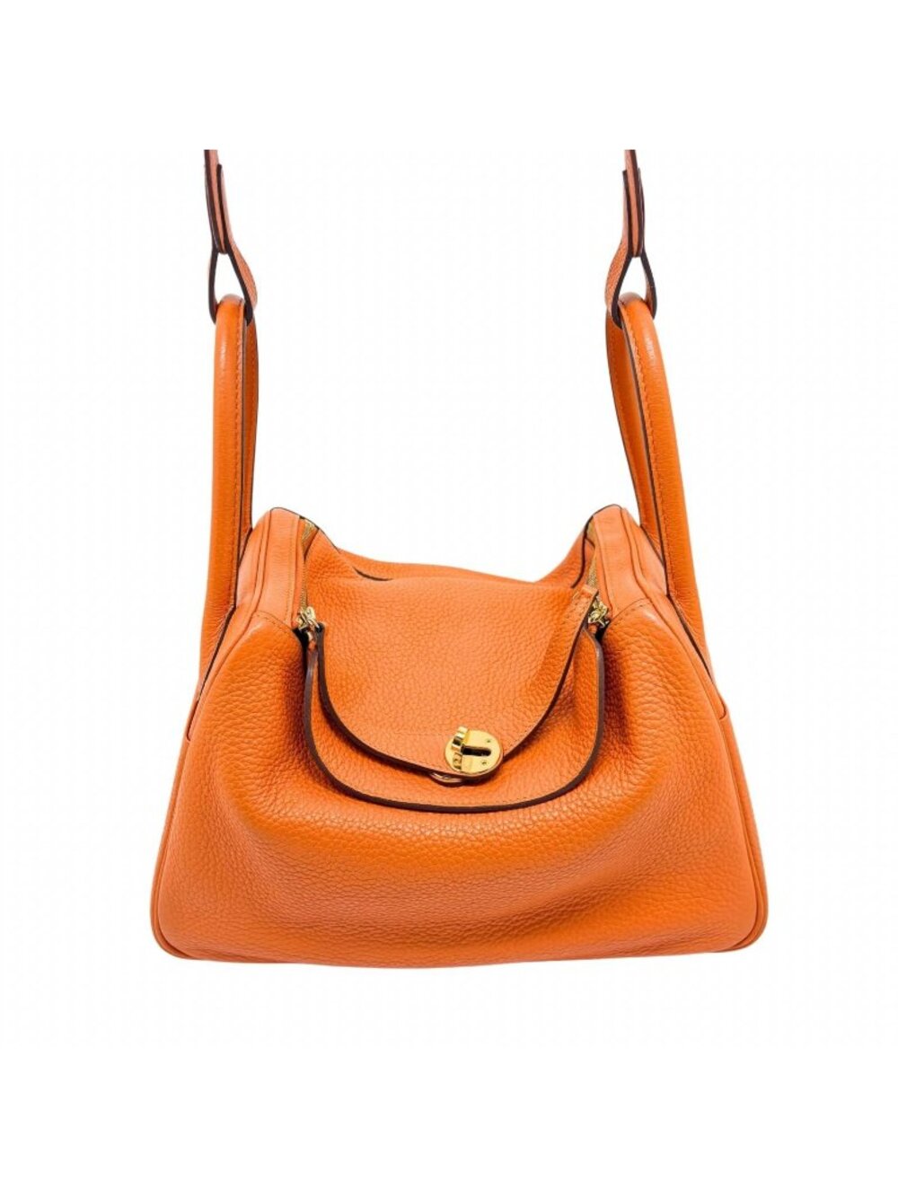 Hermes Lindy 30 Shoulder Bag Taurillon Clemence Orange